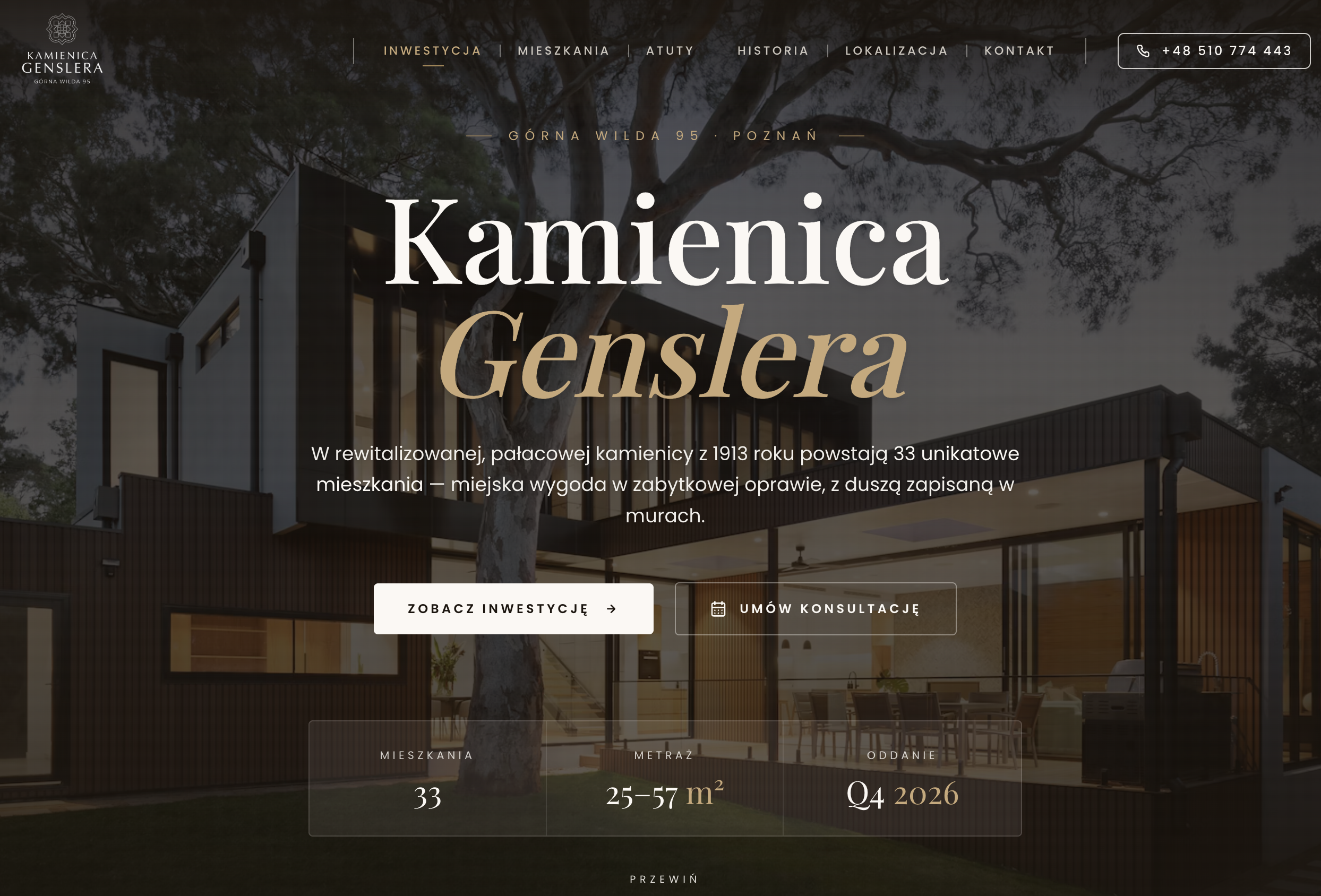 Kamienica Genslera real estate website powered by Aurum CMS